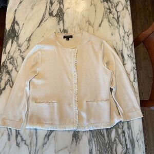 Ann Taylor Sweater/Jacket   Silk/Cotton Color Cream  Size Large